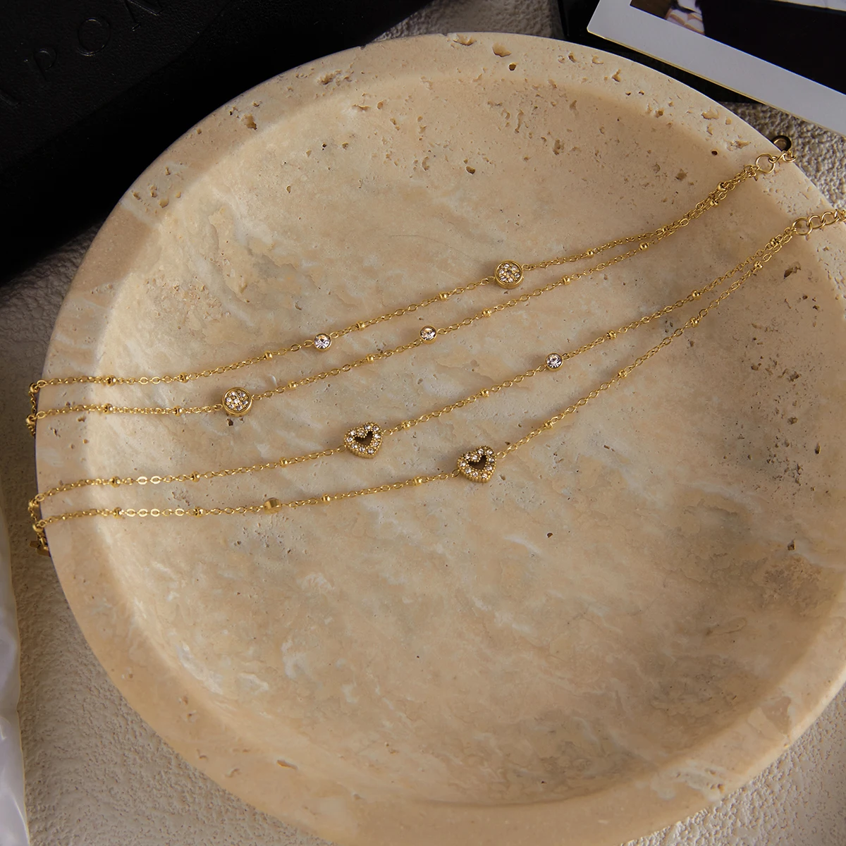 Elegant Gold-Tone Stainless Steel Beaded Bracelet 5 Elegant Gold-Tone Stainless Steel Beaded Bracelet - Image 5