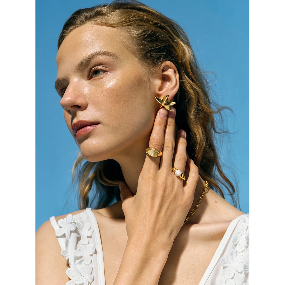 Stainless Steel Gold Starfish Earrings for Women 5 Stainless Steel Gold Starfish Earrings for Women - Image 5