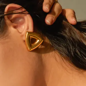 Stainless Steel Gold Triangle Earrings