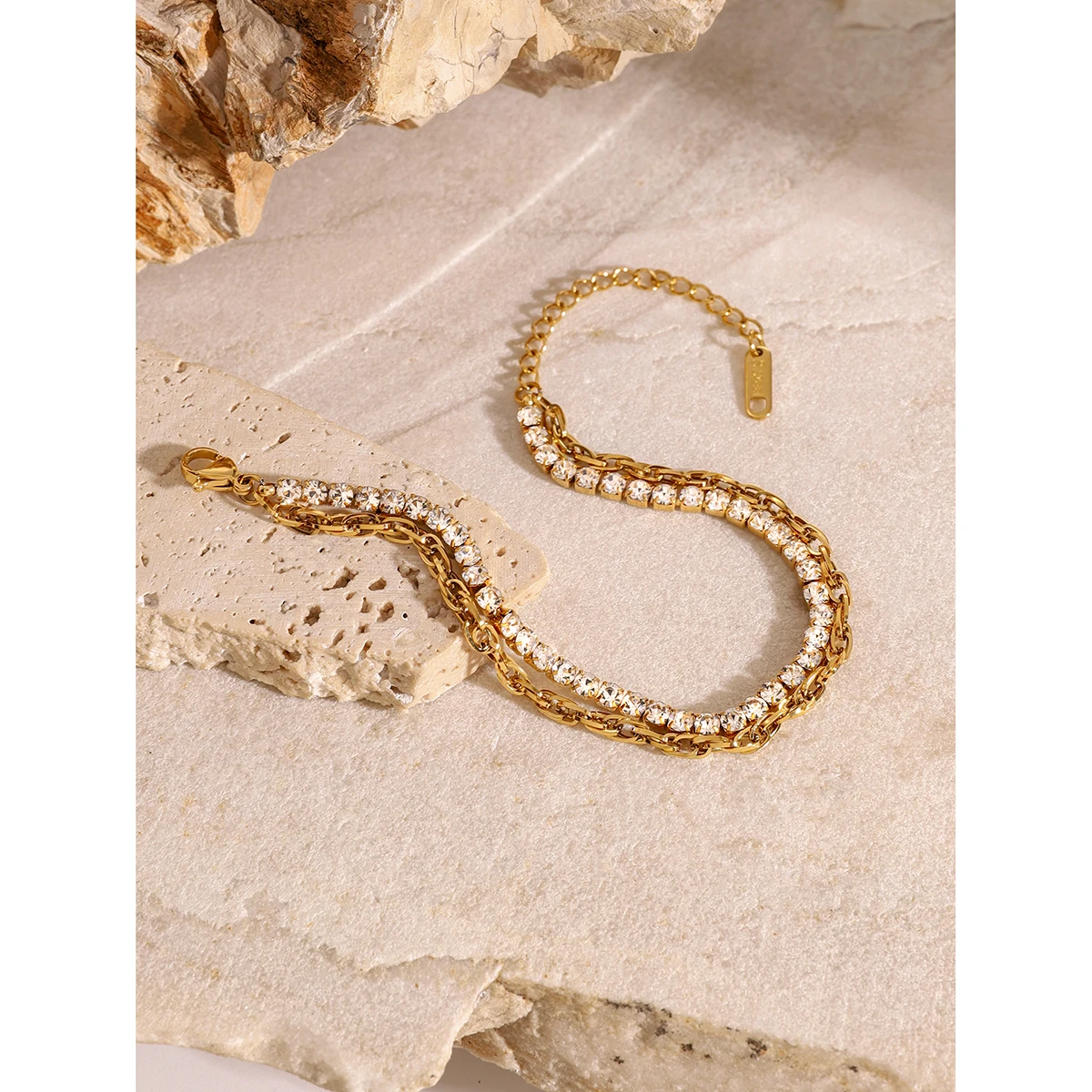 Stainless Steel Gold PVD Layered Bracelet 2 Stainless Steel Gold PVD Layered Bracelet - Image 2