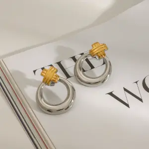 Vintage Stainless Steel Gold Knot Earrings 9 Ab44b83d786d14ff69a08c59b1712d743W