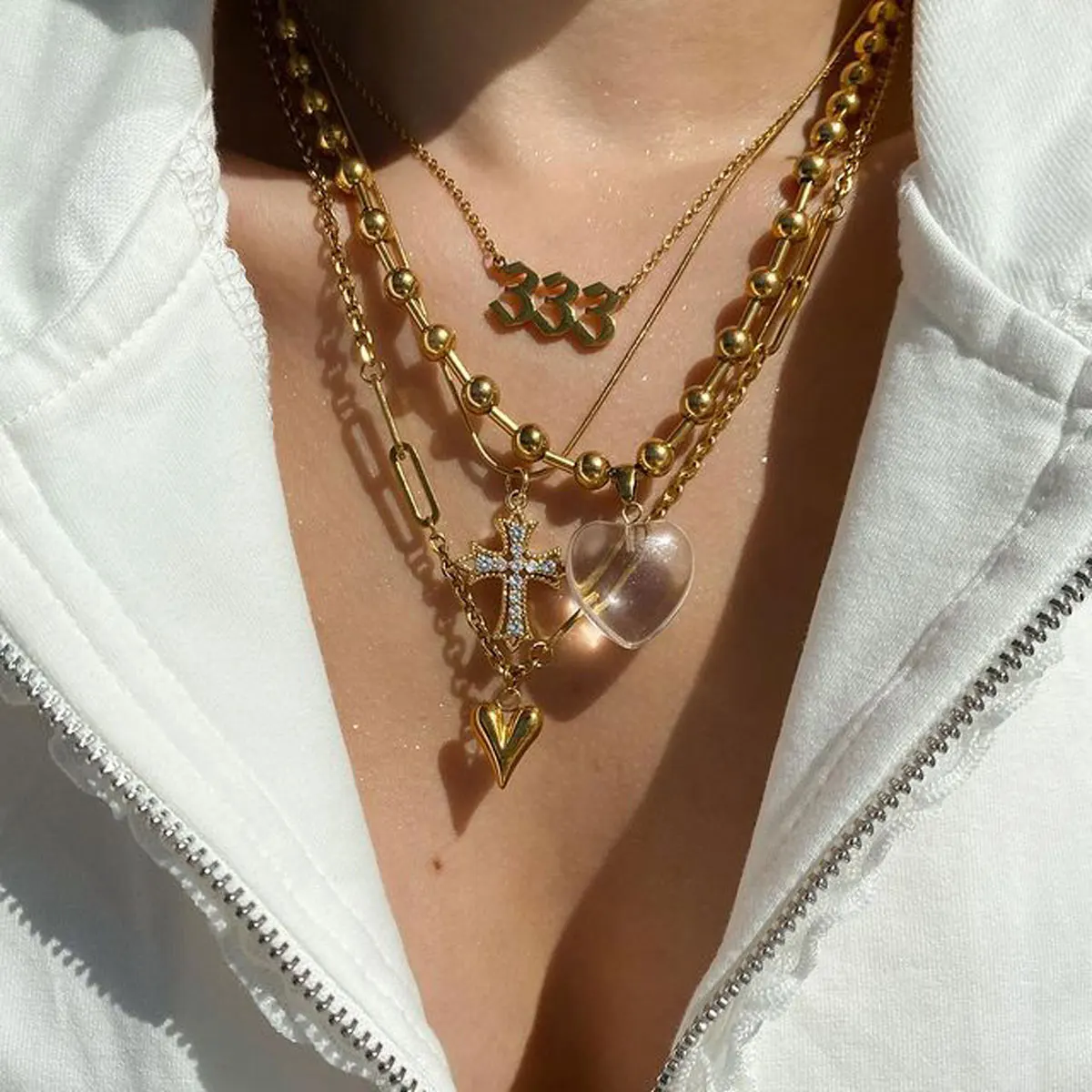 Elegant Stainless Steel Gold Heart Necklace 2 Elegant Stainless Steel Gold Heart Necklace - Image 2