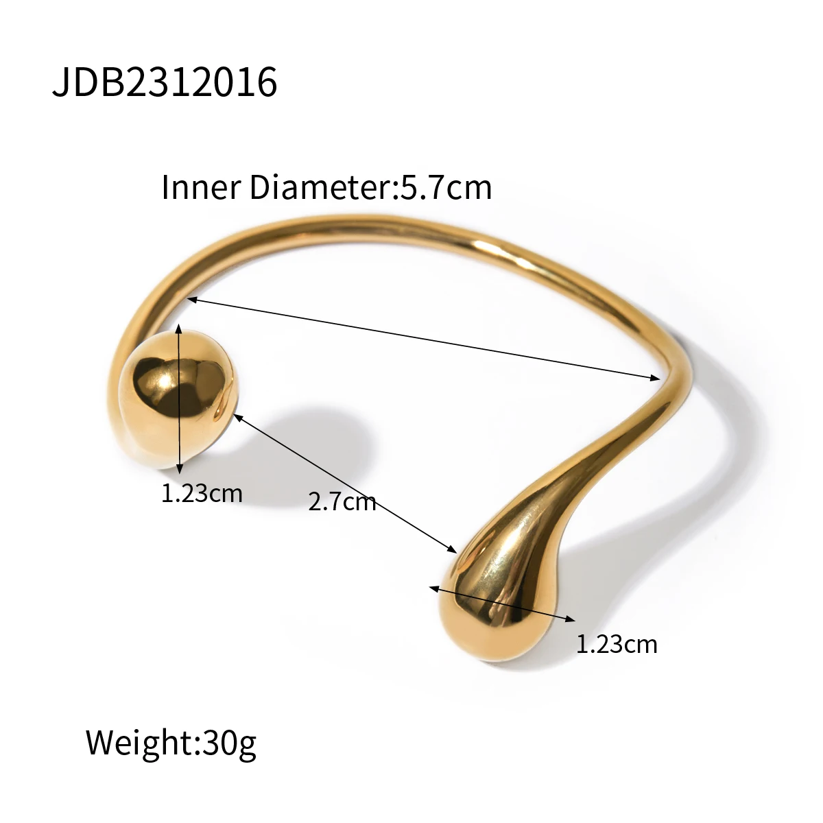 Stainless Steel Gold-Toned Wave Cuff Bracelet 9 Stainless Steel Gold-Toned Wave Cuff Bracelet - Image 9