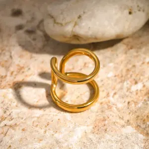 Stylish Gold Stainless Steel Open Ring for Women