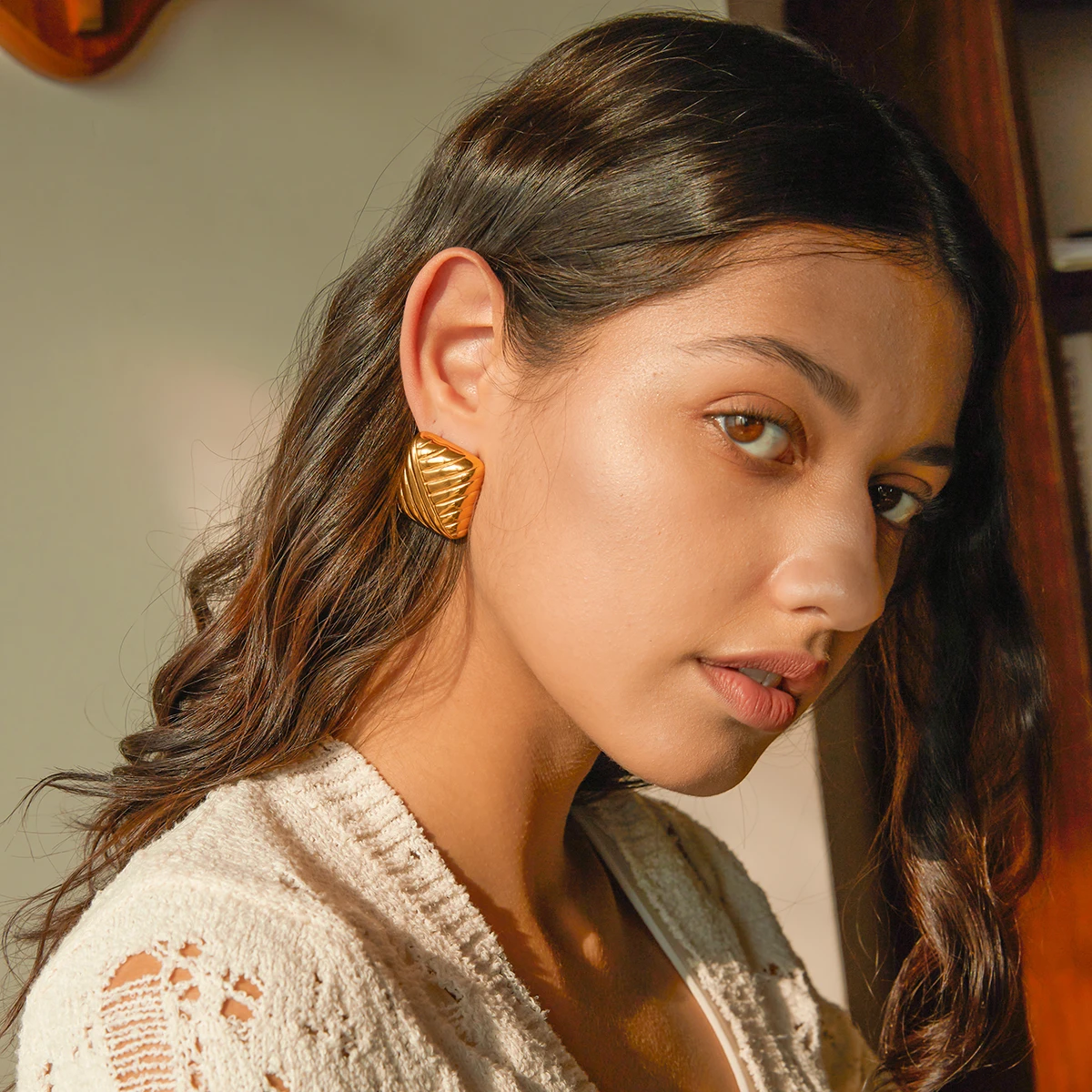 Retro Gold Stainless Steel Earrings for Women 2 Retro Gold Stainless Steel Earrings for Women - Image 2