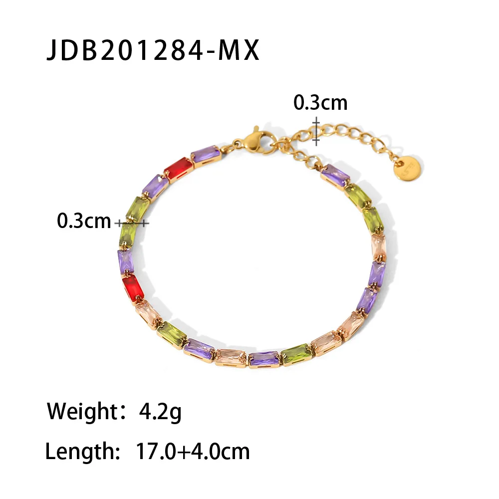 Vibrant Multi-Colored Rhinestone Stainless Steel Bracelet 8 Vibrant Multi-Colored Rhinestone Stainless Steel Bracelet - Image 8