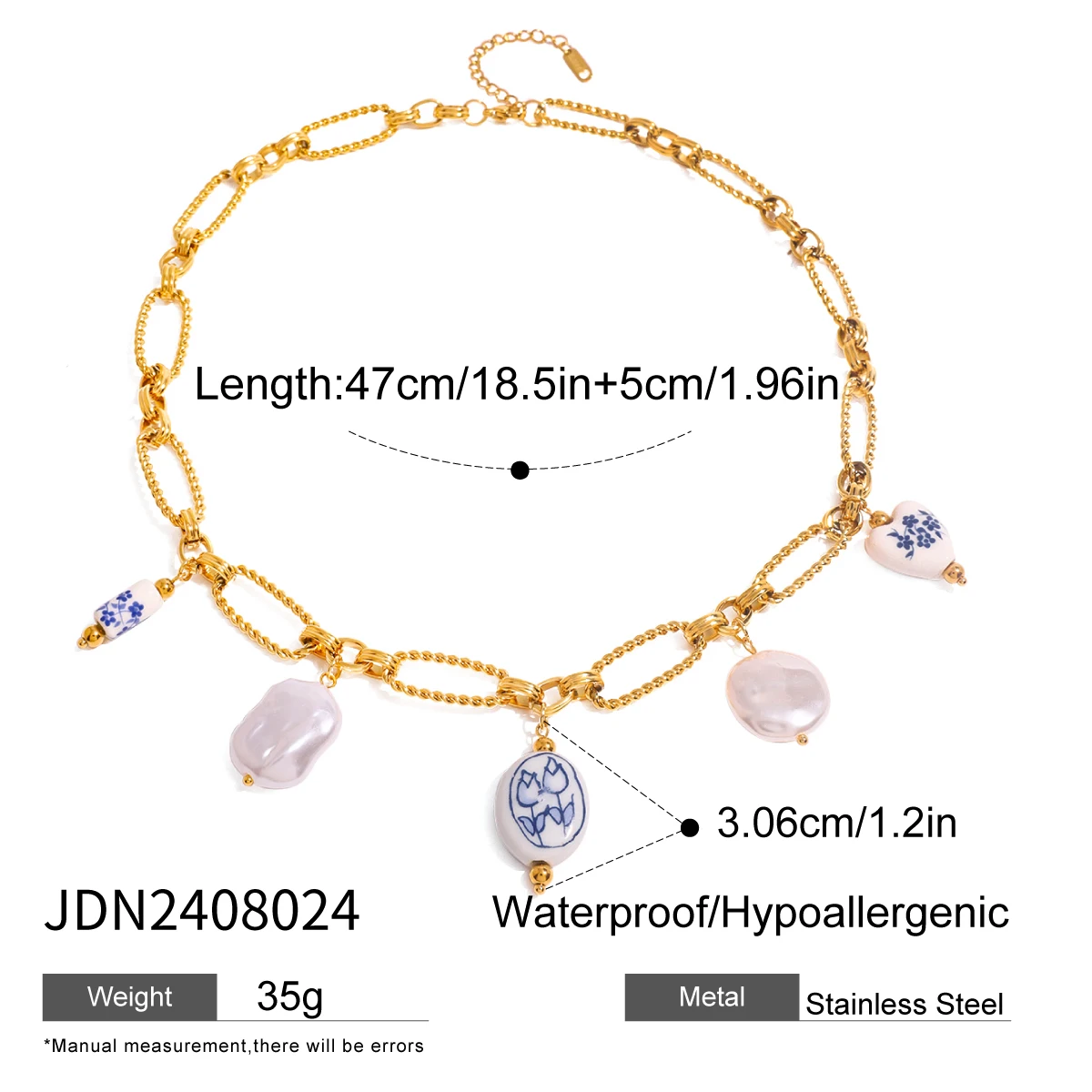 Gold Stainless Steel Jewelry Set with Charms 9 Gold Stainless Steel Jewelry Set with Charms - Image 9