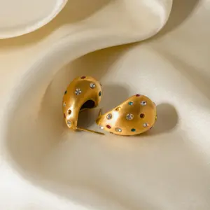 Gold Stainless Steel Teardrop Earrings JDE2312099-CR 7 Ada3be90787044b95b2d7e5852ae8445fA