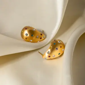 Gold Stainless Steel Teardrop Earrings JDE2312099-CR 8 Adc519f36de7545dabef2a95472bdd600s