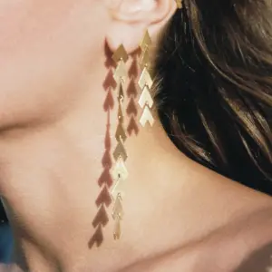 Stainless Steel Gold Arrowhead Earrings