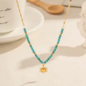 Stainless Steel Turquoise Boho Necklace 9 Ae11210d588044583941c3896f18a5832L