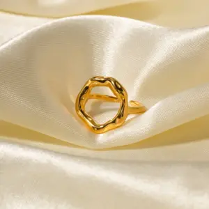 Gold-Toned Stainless Steel Lava Flower Ring 10 Ae90b53ec5912459fa178f7d34968938dH