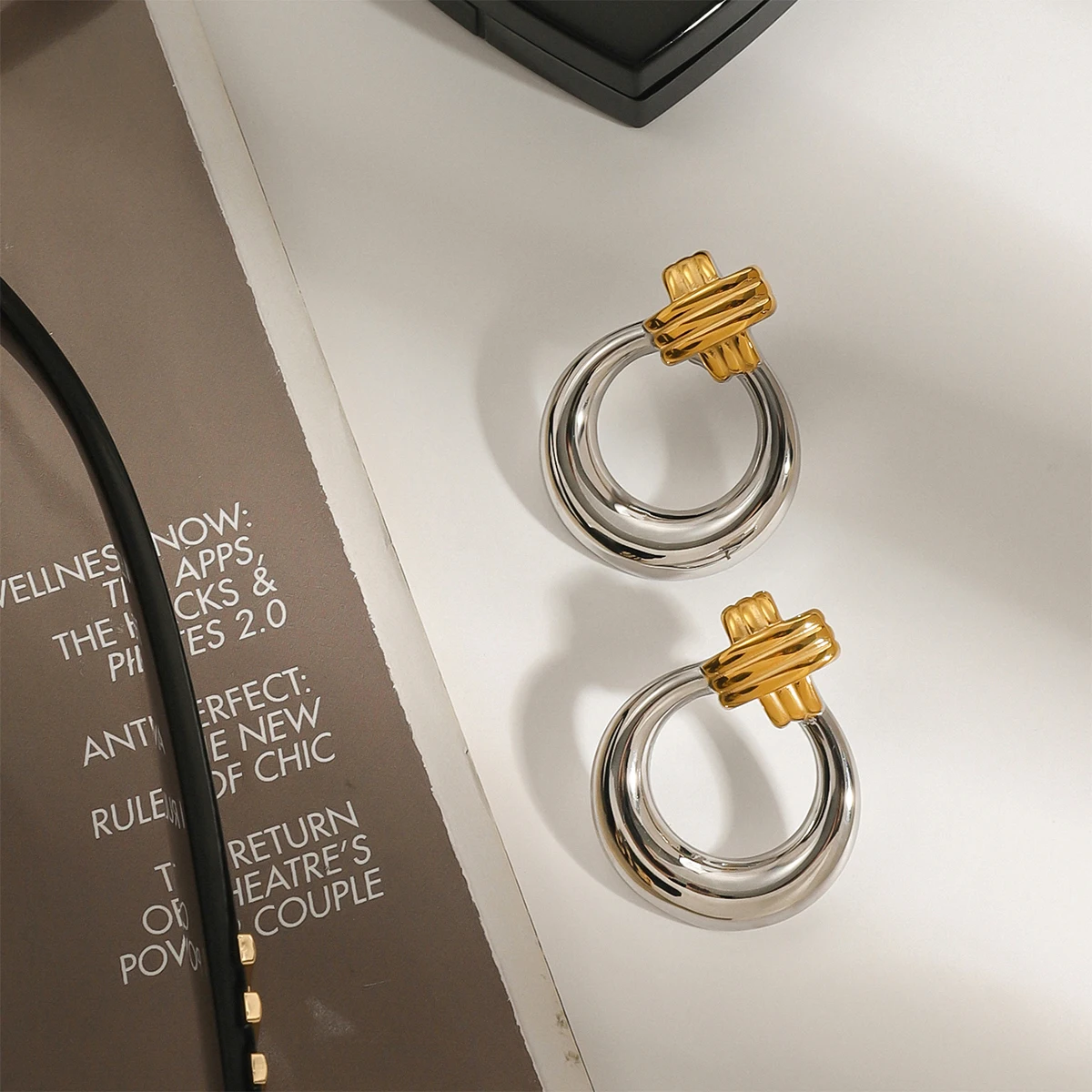 Vintage Stainless Steel Gold Knot Earrings 4 Vintage Stainless Steel Gold Knot Earrings - Image 4