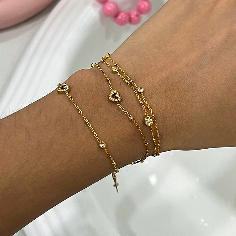 Elegant Gold-Tone Stainless Steel Beaded Bracelet 3 Elegant Gold-Tone Stainless Steel Beaded Bracelet - Image 3