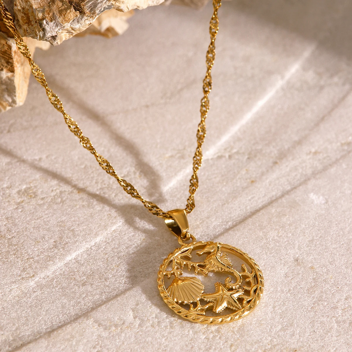 Stainless Steel Nautical Shell Necklace 3 Stainless Steel Nautical Shell Necklace - Image 3