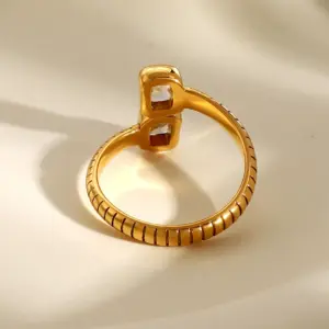 Gold Stainless Steel Open Ring with Artificial Gemstones 11 Af45f07ea93da45e1b55ceb216028b464R