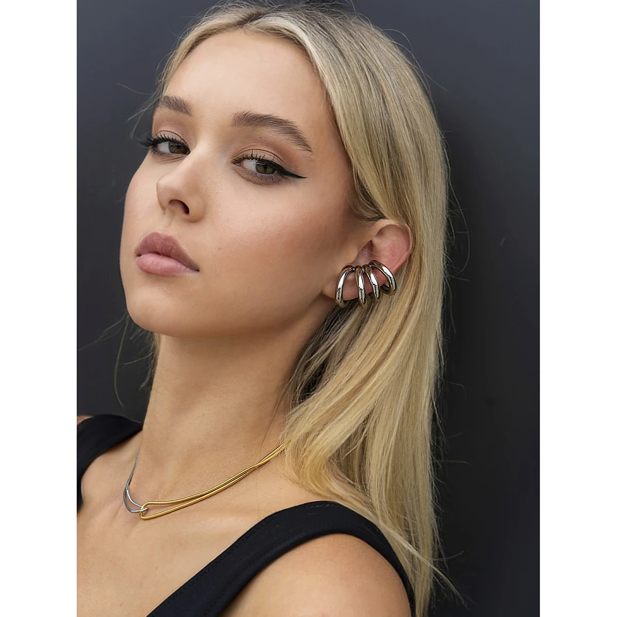 Bold Gold Stainless Steel Geometric Earrings 3 Bold Gold Stainless Steel Geometric Earrings - Image 3