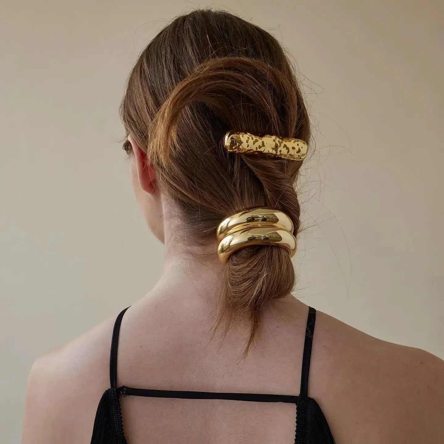 Gold Stainless Steel Double Arch Hair Pin JDH2403002 2 Gold Stainless Steel Double Arch Hair Pin JDH2403002 - Image 2