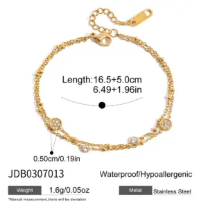 Elegant Gold-Tone Stainless Steel Beaded Bracelet 14 Afae0ef98ba2649d3a96890041237c574V
