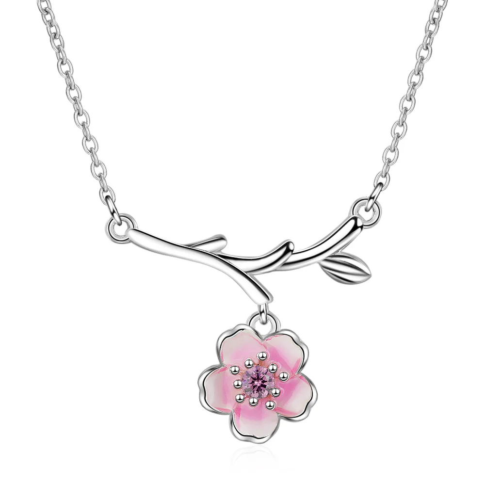 Cherry Blossom Necklace in Sterling Silver 2 Cherry Blossom Necklace in Sterling Silver - Image 2