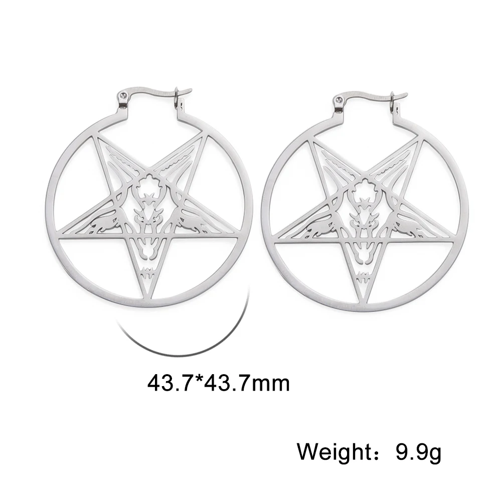 Stainless Steel Pentagram Hoop Earrings 7 Stainless Steel Pentagram Hoop Earrings - Image 7