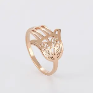 Gold-Color Hamsa Fatima's Hand Ring 13 H03af22b06b094487948c8436b28b8f4fU