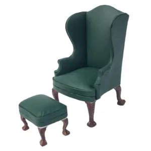Elegant Green Dollhouse Chair Set for 1:12 Scale