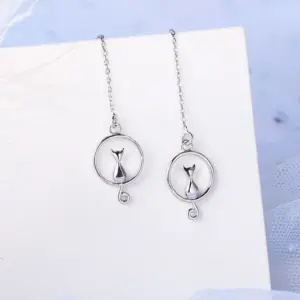 Moon and Cat Silver Earrings 8 H0966d9714c3f4142a839c1af026adf2f9