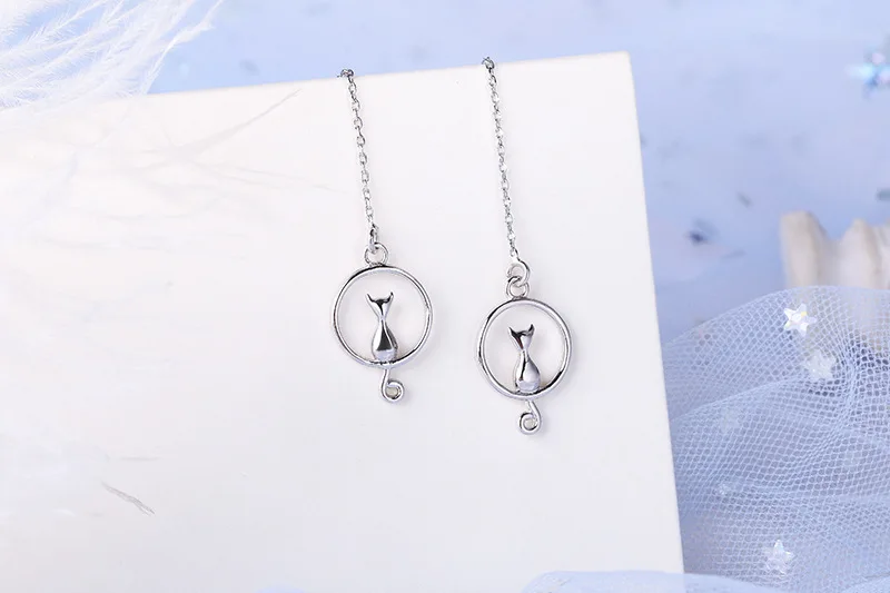 Moon and Cat Silver Earrings 3 Moon and Cat Silver Earrings - Image 3