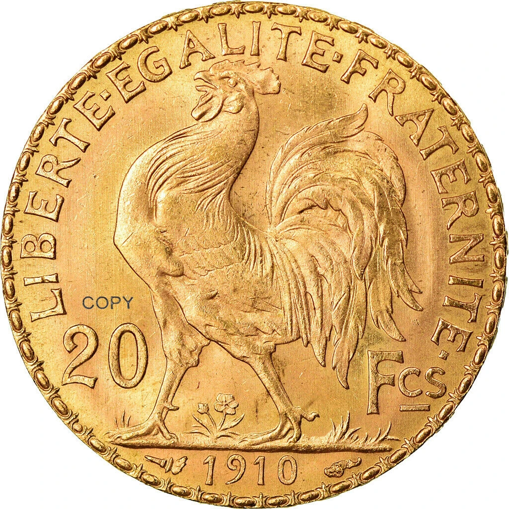 Brass Replica of 1910 Marianne Rooster Coin 2 Brass Replica of 1910 Marianne Rooster Coin - Image 2