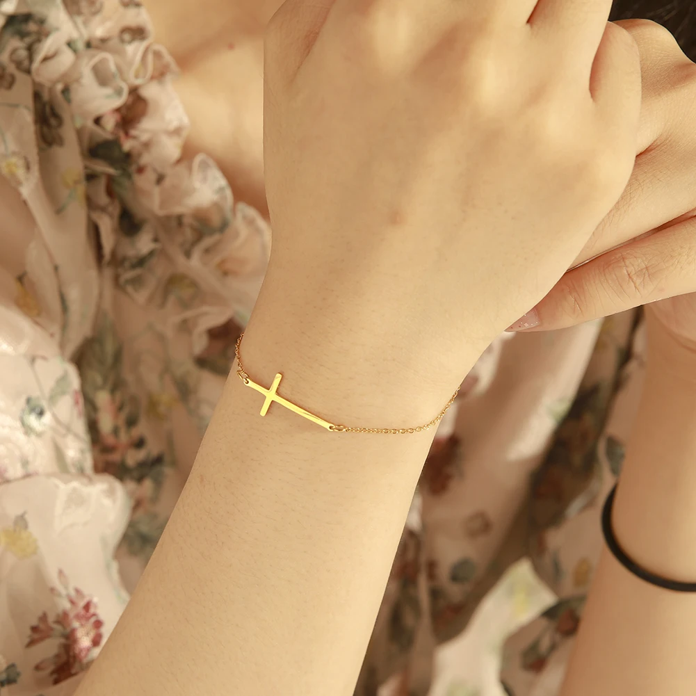 Elegant Stainless Steel Cross Charm Bracelet for Women 5 Elegant Stainless Steel Cross Charm Bracelet for Women - Image 5