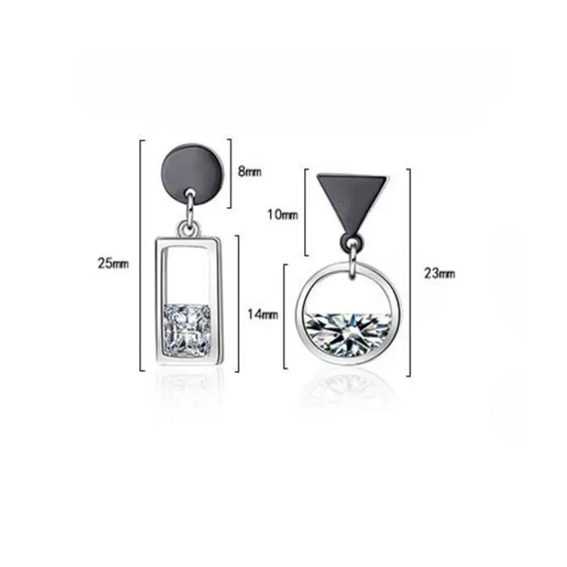 Black Silver Geometric Earrings with Zircon for Women 6 Black Silver Geometric Earrings with Zircon for Women - Image 6