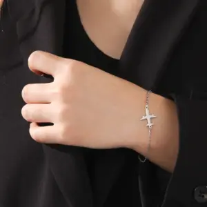 Stainless Steel Airplane Charm Bracelet 12 H12e25db0d3224c6ebc8b85f3836945d6w