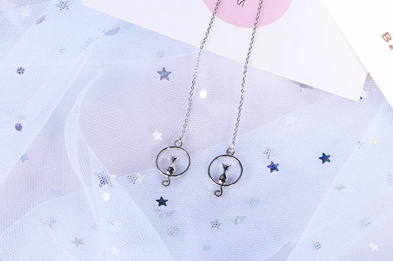 Moon and Cat Silver Earrings 4 Moon and Cat Silver Earrings - Image 4