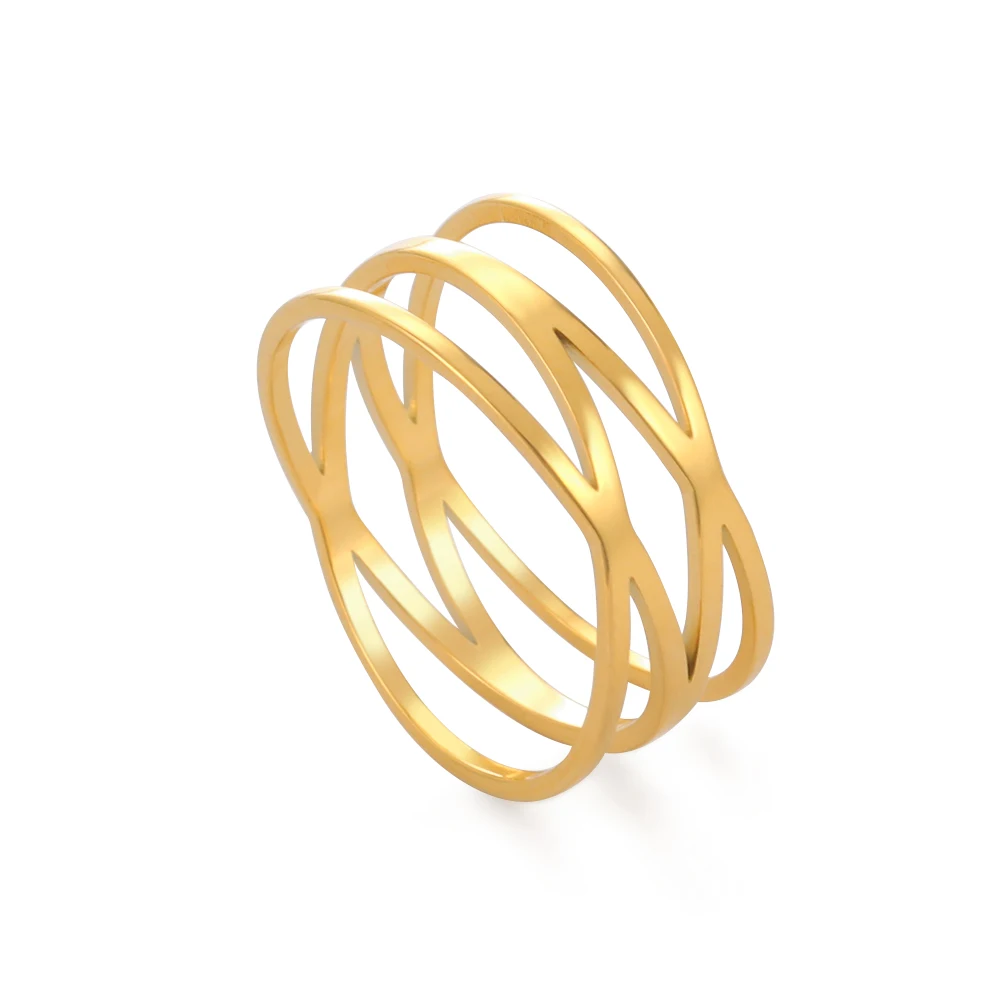 Elegant Stainless Steel Women’s Ring Set in Gold, Rose, and Steel 10 Elegant Stainless Steel Women’s Ring Set in Gold, Rose, and Steel - Image 10