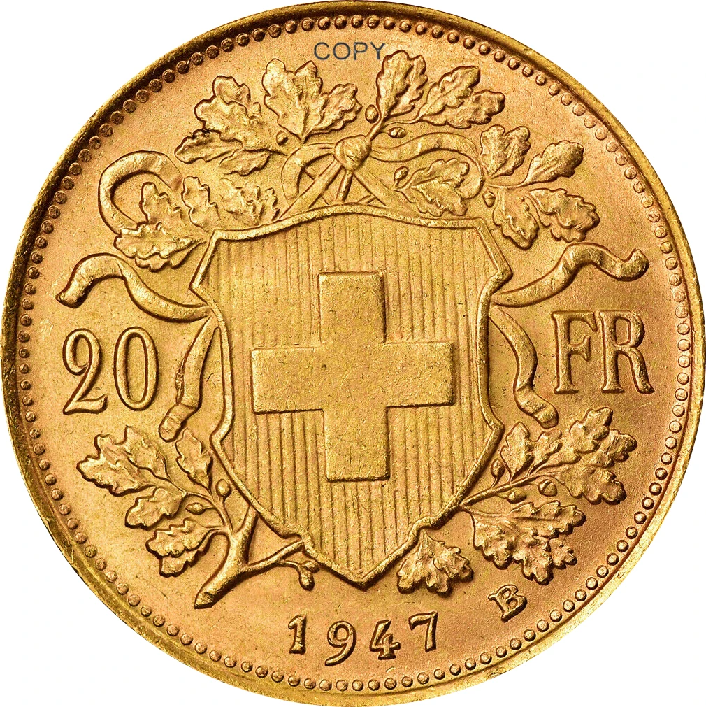 Vintage Swiss 20 Francs Replica Coin 2 Vintage Swiss 20 Francs Replica Coin - Image 2