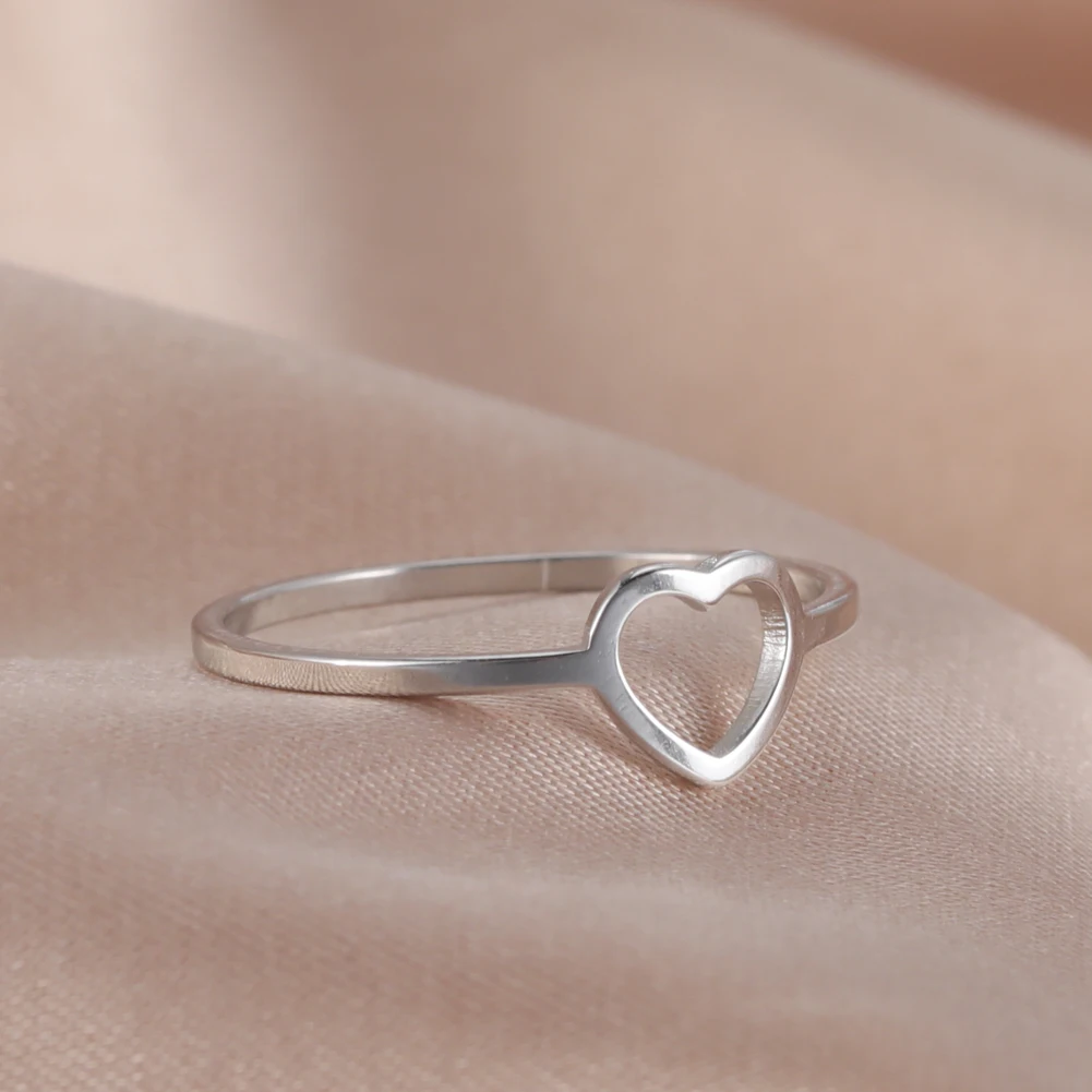 Hollow Heart Minimalist Stainless Steel Ring 2 Hollow Heart Minimalist Stainless Steel Ring - Image 2
