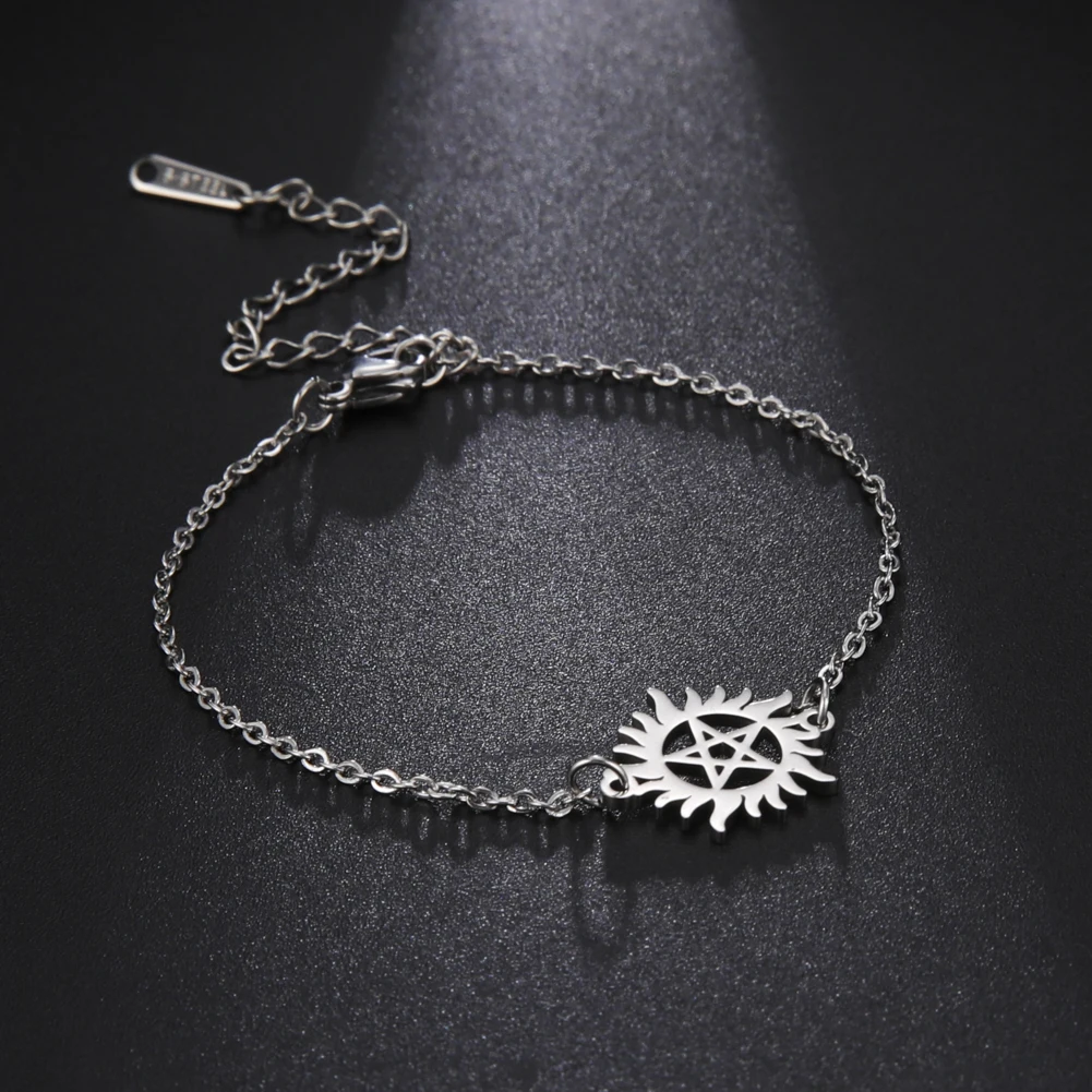 Mystical Sun Pentagram Stainless Steel Bracelet 4 Mystical Sun Pentagram Stainless Steel Bracelet - Image 4