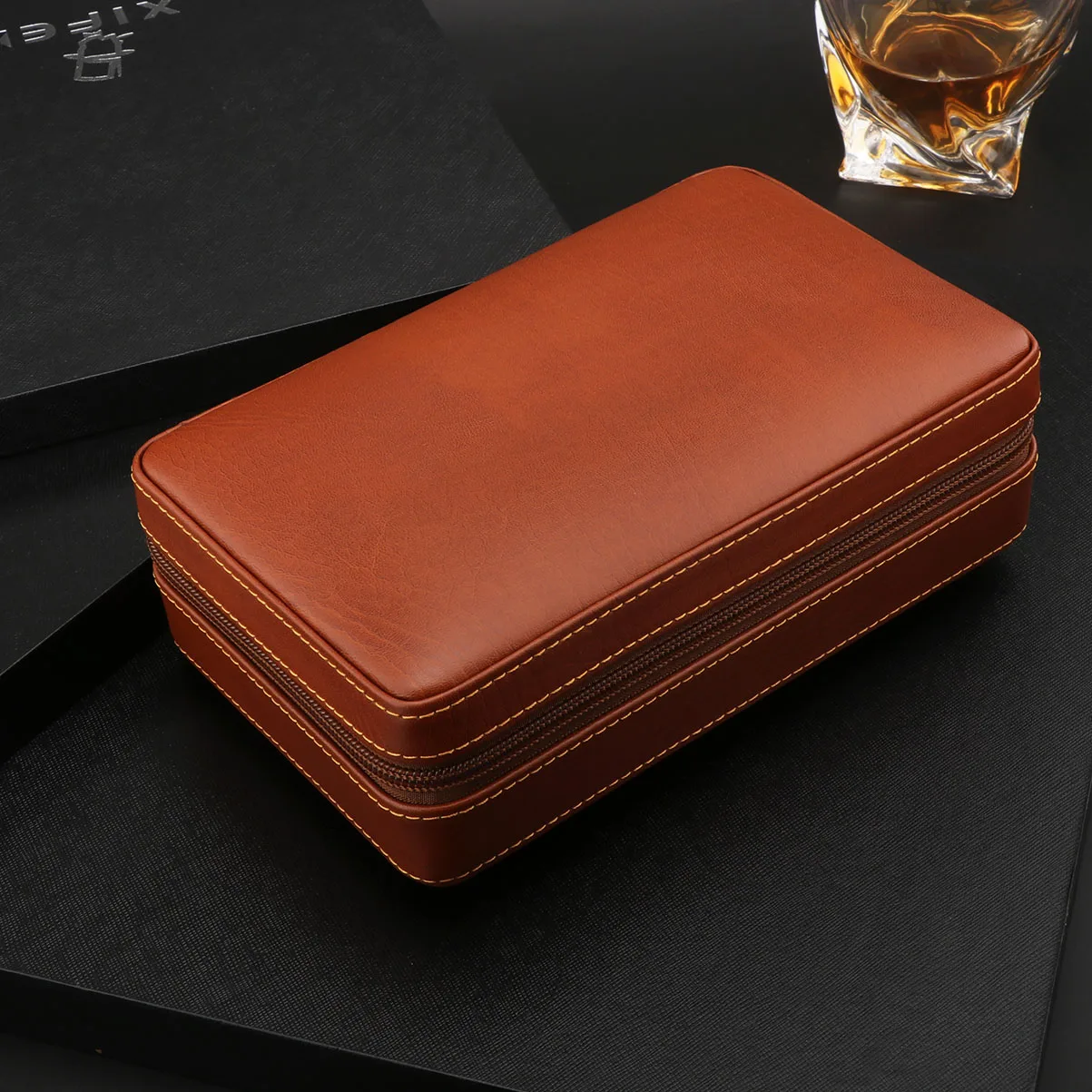 Premium Leather Travel Cigar Humidor 3 Premium Leather Travel Cigar Humidor - Image 3