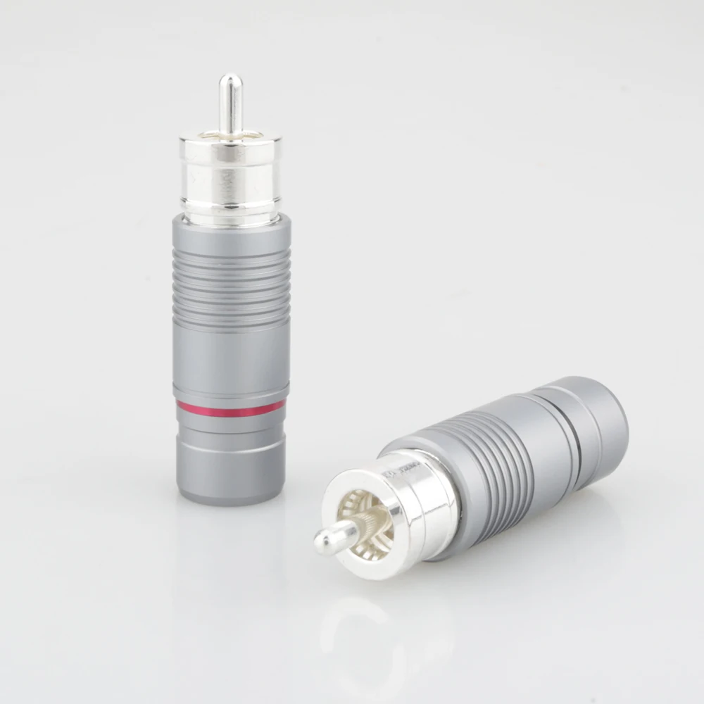 High-Quality Silver RCA Male Connectors Set 4 High-Quality Silver RCA Male Connectors Set - Image 4