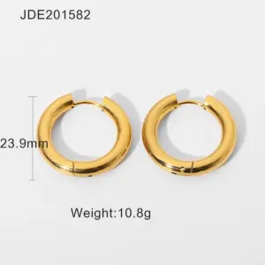 Gold Stainless Steel Hoop Earrings 20mm 15 H2a4ee844dbf14d318d34e0aaddc3224ei