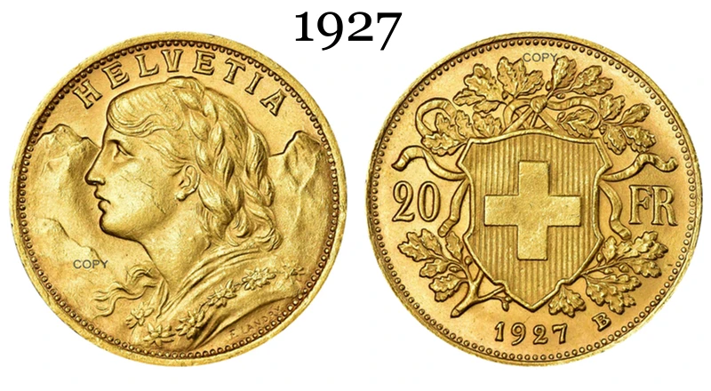Vintage Swiss 20 Francs Replica Coin 3 Vintage Swiss 20 Francs Replica Coin - Image 3