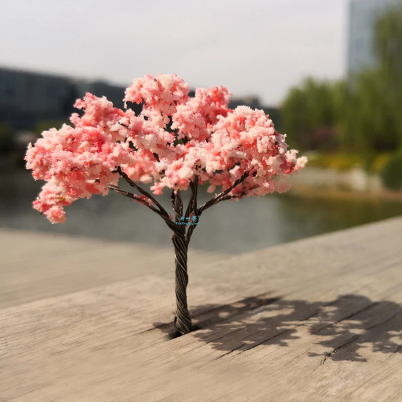 Miniature Pink Cherry Blossom Trees for HO Scale 5 Miniature Pink Cherry Blossom Trees for HO Scale - Image 5
