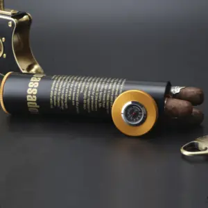 Premium Black Metal Travel Cigar Humidor 9 H3266ac602cc2446884af58534f14a8e8R