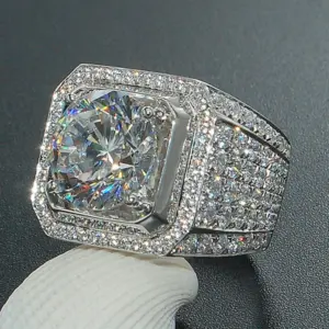 Men's Geometric Cubic Zirconia Silver Ring 3 H33c8e4dac53a421b96cc10abd5efde22R