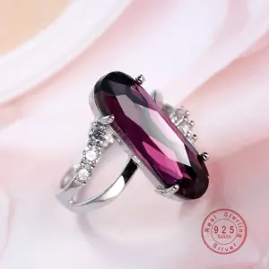 Purple Cubic Zirconia Sterling Silver Ring for Women 8 H33ea75f53a30406bb470c80056e4d9c4w