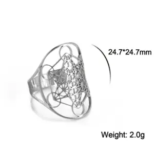 Sacred Geometry Metatron Cube Adjustable Ring 18 H3809680123d044ed8b64c84f1ca00d2dv