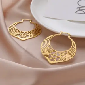 Stainless Steel Pentagram Hoop Earrings 14 H3b954a6077ea4fb6a6fc328e5ede36b71