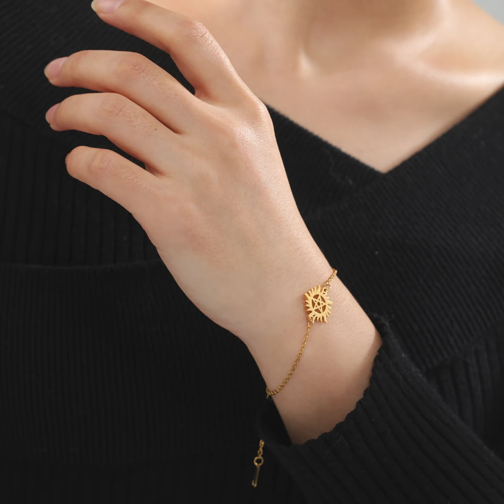 Mystical Sun Pentagram Stainless Steel Bracelet 2 Mystical Sun Pentagram Stainless Steel Bracelet - Image 2