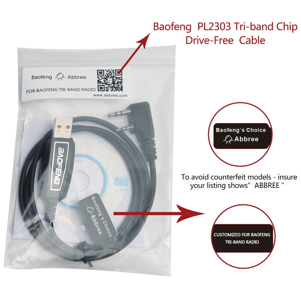 Black Tri-Band USB Programming Cable for Baofeng Radios 6 Black Tri-Band USB Programming Cable for Baofeng Radios - Image 6